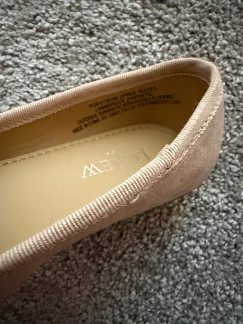 J. Crew Nude Ballet Flats with Rose-Gold Glitter Toe